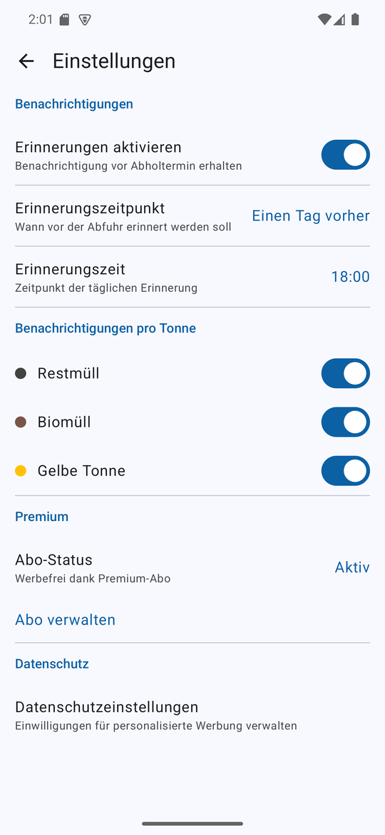 Einstellungen – Benachrichtigungen und Präferenzen